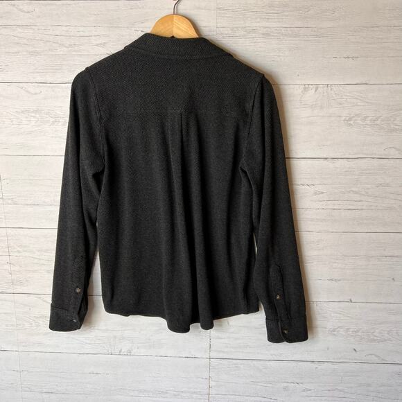Faherty Shirt Womens Size Medium Heathered Black Twill Legend Sweater Stretch - Picture 11 of 16
